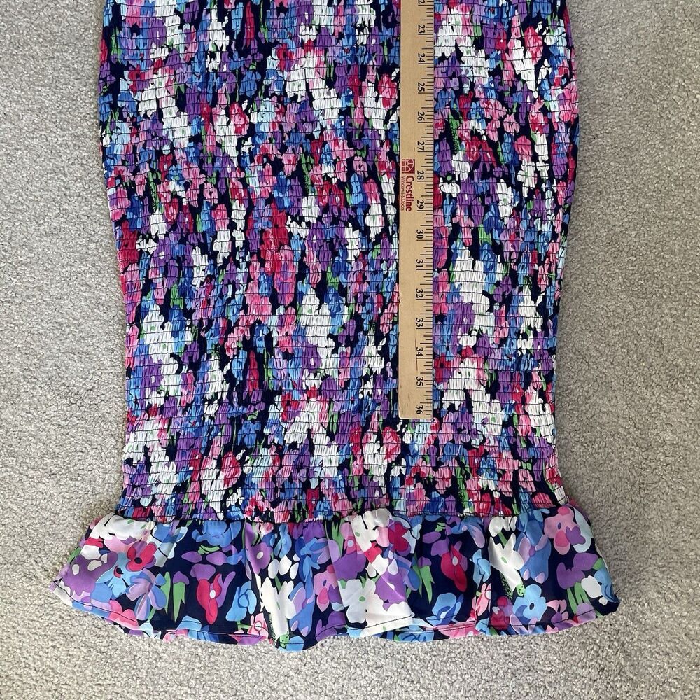 Pink Lily Boutique Floral Print Midi Dress Ruched Bubble Sleeves Size Medium - Picture 12 of 12